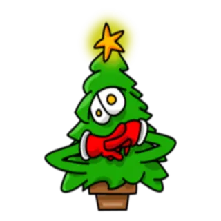 😵 árbol de navidad, dibujos animados, fiesta, de temporada, decoración telegram sticker