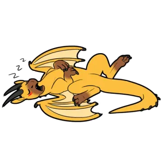 💤 naga, kartun, fantasi, binatang, imut, sayap, kuning, seni telegram sticker