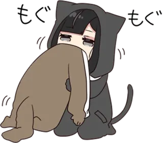 😋 もぐ anime, cat, sad, cute, Japanese, mogu telegram sticker
