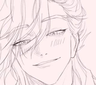😏 Anime, Skizze, Manga, Zeichnung, Gesicht telegram sticker