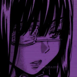 💜 ray.yuu.com аниме девушка, манга, очки, фиолетовая эстетика, фанарт whatsapp sticker