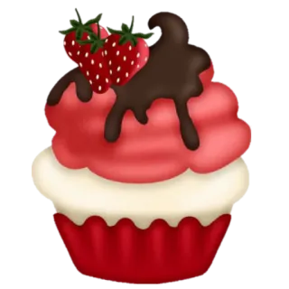 🧁 cupcake, fresa, postre, dulce, comida, pastelería telegram sticker