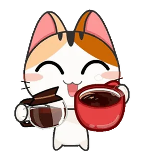 ☕️ mèo, cà phê, dễ thương, kawaii, hoạt hình telegram sticker