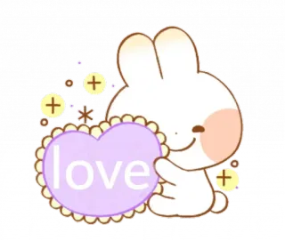 💙 love lapin, coeur, amour, mignon, autocollant, kawaii, lapin whatsapp sticker