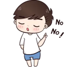🙅 No No! fofo, menino, desenho animado, não, negação, rejeição telegram sticker