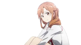 😊 Asuna Yuuki Sword Art Online anime, chica, sonriendo, chica anime, Saotome, pelo castaño telegram sticker