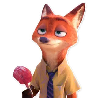 😐 Nick Wilde Zootopia zootopia, disney, zorro, nick wilde, dibujos animados, animal, personaje telegram sticker