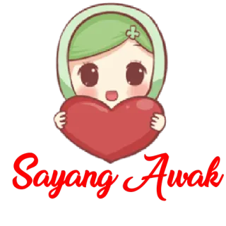 ❤️ Sayang Awak Liebe, Herz, Cartoon, Süß, Mädchen, Hijab, Malaiisch telegram sticker