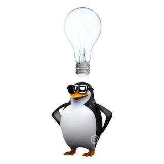 💡 chim cánh cụt, bóng đèn, ý tưởng, kính, ngầu, vui nhộn telegram sticker