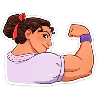 💪 woman, biceps, muscles, strong, power, fitness, female, arm telegram sticker