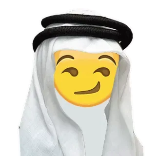 😏 Emoji, Árabe, Oriente Médio, Piscadela, Chapéu, Cultura árabe telegram sticker