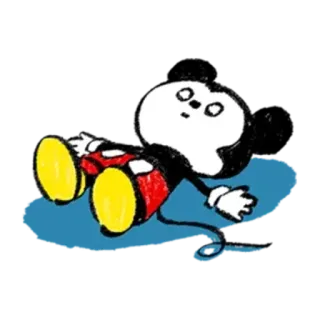 😵 Mickey Mouse cartone animato, topo, personaggio, sdraiato, schizzo, disegno whatsapp sticker