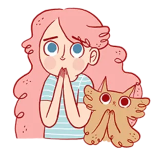 😸 девочка, кот, милый, мультфильм, стикер, персонаж, животное telegram sticker