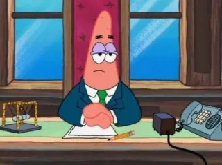 🔐 Patrick Star Patrick Star, Spongebob, Cartoon, Bikini Bottom, Starfish, Office, Desk telegram sticker