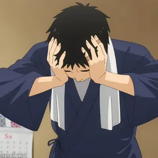 🎎 Animé, Contrarié, Fatigué, Mal de tête, Serviette telegram sticker