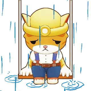 🥲 Katze, traurig, Regen, verärgert, kawaii, Katzenfigur telegram sticker