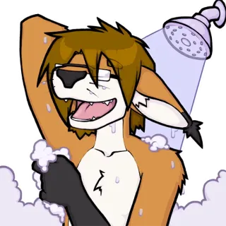 🚿 Фурри, Антропоморфный, Животное, Мультфильм, Душ, Чистый, Пена, Вода telegram sticker