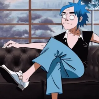 👞 2-D Gorillaz Dibujos animados, Personaje, 2D, Gorillaz, Música, Banda virtual telegram sticker