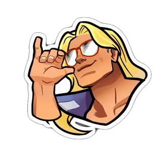 ๐ adesivo, persona, occhiali da sole, hang loose, capelli biondi, cartone animato telegram sticker