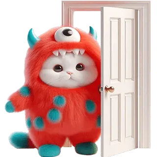 🚶‍♀ 猫, 怪物服装, 门, 动物, 可爱 telegram sticker