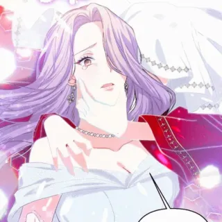 ✨ femme, dessin animé, cheveux violets, illustration, manga telegram sticker