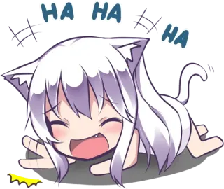 🤣 HAHA HA HA HA anime, laughing, catgirl, lol, cute, funny telegram sticker