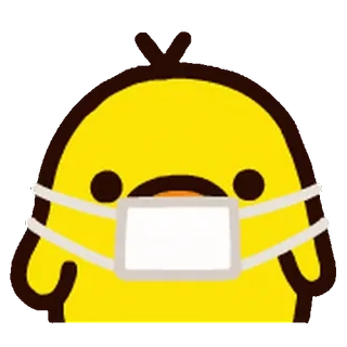 💨 chicken, mask, cute, yellow, cartoon whatsapp sticker
