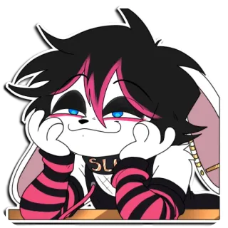 😊 Addison Addison (Original Character) SLUT anthro, furry, emo, goth, cute, bunny, striped telegram sticker