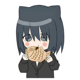 Кошка-тян в рубашке @nyasticks telegram stickers