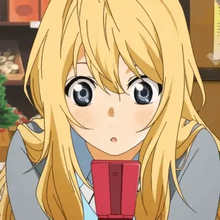 💛 Kaori Miyazono Your Lie in April Anime, Personage, Blond Haar, Kijkend, Kaori Miyazono, Your Lie in April telegram sticker
