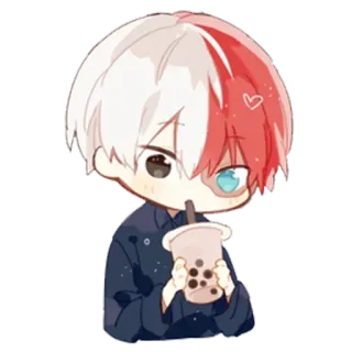 😋 Todoroki Shoto My Hero Academia Anime, Chibi, Todoroki Shoto, My Hero Academia, Bubble Tea, Słodkie telegram sticker