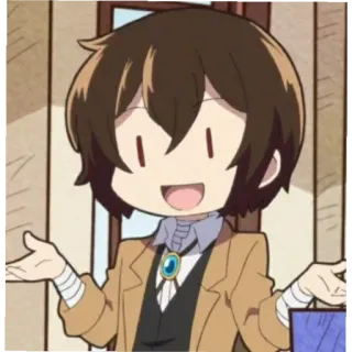 🙂 Dazai Osamu Bungo Stray Dogs anime, manga, bungo stray dogs, dazai osamu, chibi, funny, character, fanart telegram sticker
