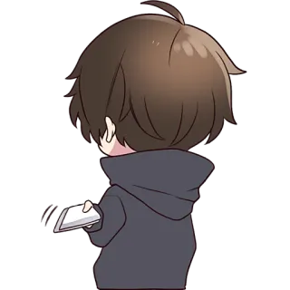 😐 Аниме, Чиби, Мультфильм, Персонаж, Рисунок, Наклейка whatsapp sticker
