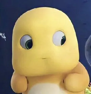 😐 Desenho animado, Personagem, Fofo, Amarelo, Adorável, Macio, Pelúcia telegram sticker