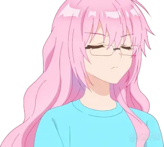 😠 anime, girl, pink hair, glasses, cartoon, character, woman telegram sticker