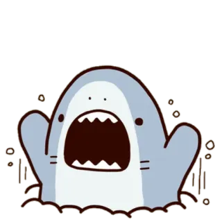 😱 サメ, 漫画, 動物, 海の生き物, かわいい, 水, 海 telegram sticker