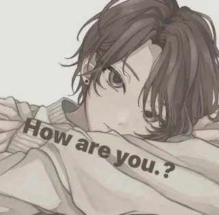 🙃 How are you.? anime, chico, saludo, ¿cómo estás?, retrato telegram sticker