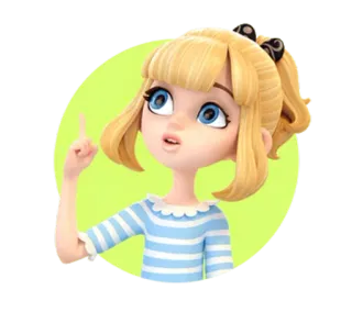 👆 мультфильм, девочка, указывает, персонаж, иллюстрация telegram sticker