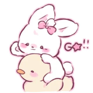 🤩 GO!! 토끼, 오리, 귀여운, 카와이, 동물, 스티커 telegram sticker