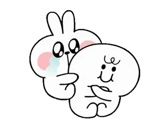 😭 зайчик, белый, плачет, объятие, мультик, дружба telegram sticker