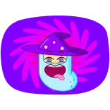 😵‍💫 mushroom, wizard, magic, cartoon, fantasy, psychedelic, animated telegram sticker
