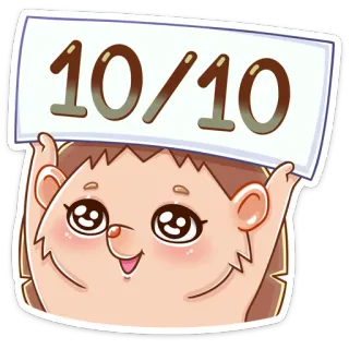👍 10/10 hedgehog, cute, score, rating, animal whatsapp sticker