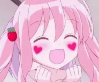 🧁 Anime, Cartone animato, Rosa, Cuore, Carino, Kawaii whatsapp sticker
