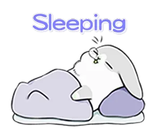 😴 Sleeping śpiący, królik, kreskówka, słodki, zwierzę, leniwy telegram sticker
