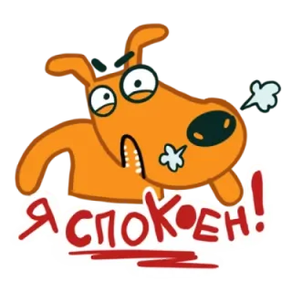 🤯 Я спокоен! cão, desenho animado, bravo, texto, animal, expressão telegram sticker