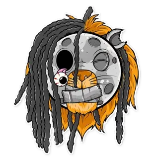 🦁 사자, 드레드락, 달, 만화, 눈 telegram sticker