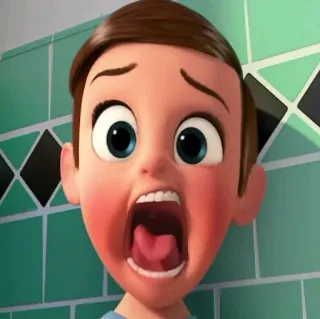 😱 Tina Templeton The Boss Baby: Family Business animado, desenho animado, menina, assustada, Tina Templeton, O Poderoso Chefinho telegram sticker