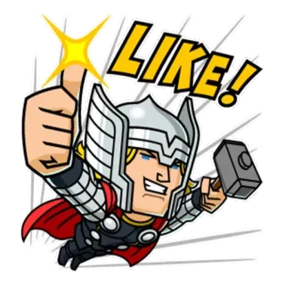 😃 Thor LIKE! Marvel, Thor, superhero, hammer, thumbs up, Like whatsapp sticker