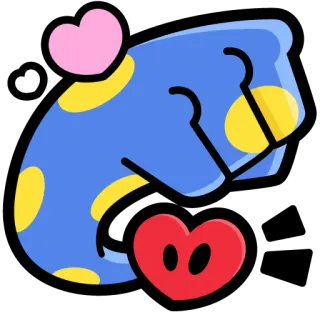 ♥️ หัวใจ, ความรัก, การ์ตูน, สีน้ำเงิน, สีเหลือง, สีชมพู telegram sticker