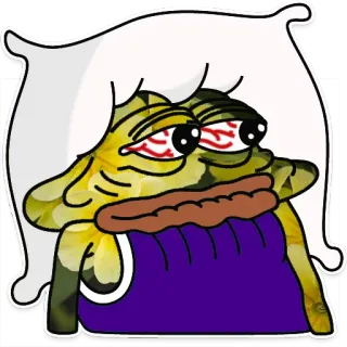 😴 Pepe the Frog Pepe, Kikker, Meme, Kussen, Cartoon telegram sticker